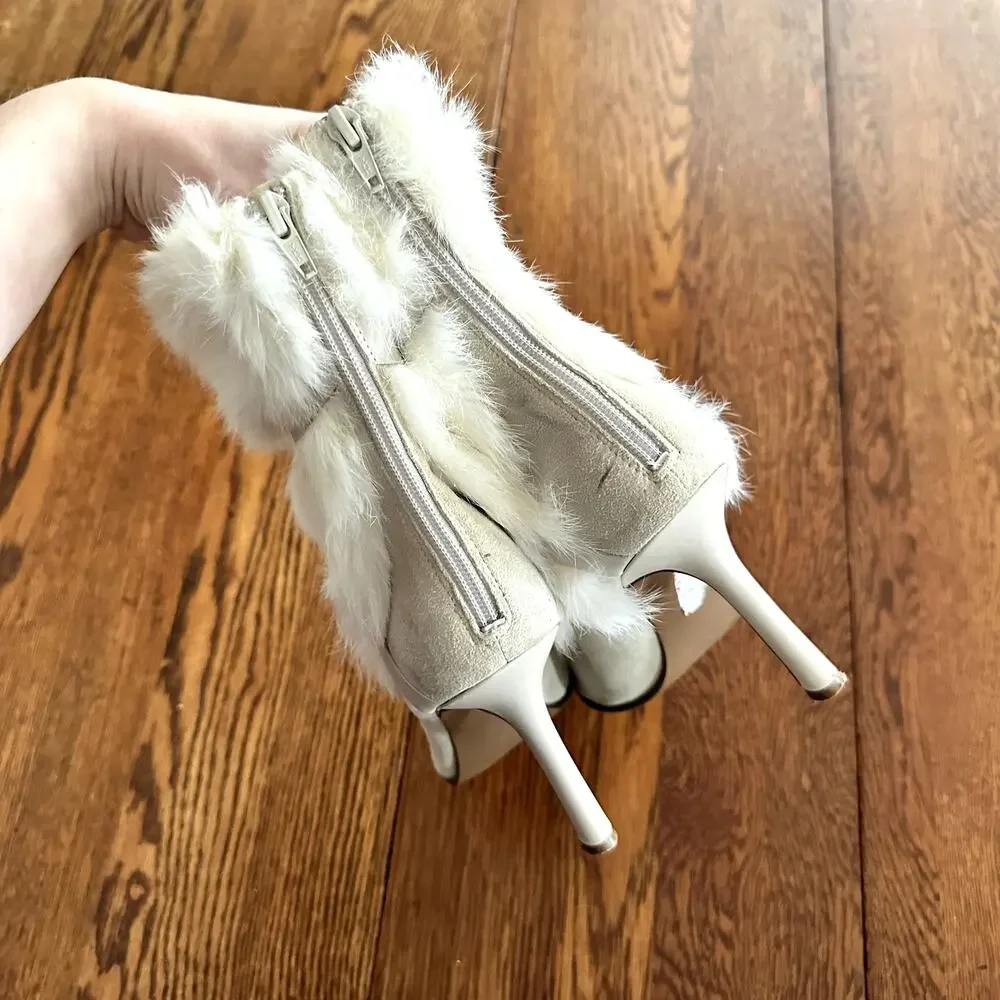 Nine West Rabbit Fur Suede Boot Sz 8.5 - Picture 5 of 10